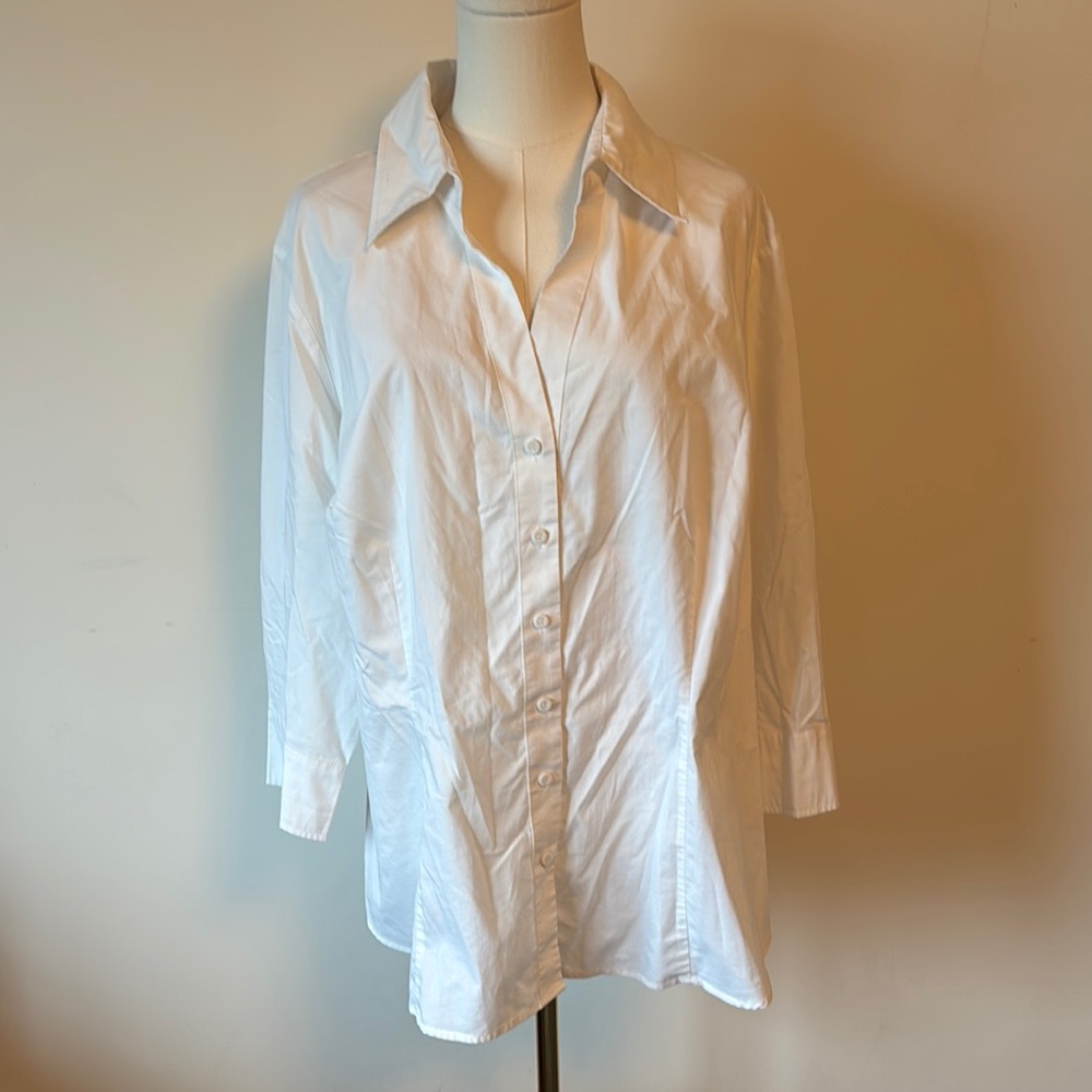 Worthington White 3/4 Sleeve Button Down Shirt